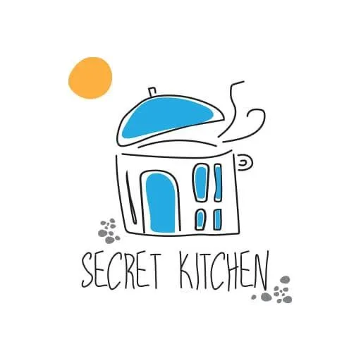 Secret Kitchen Santorini hand-drawn house logo